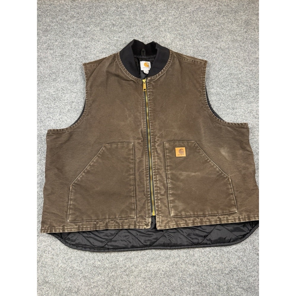 Carhartt Brown Duck Canvas Quilted Work Vest V02-DKB 2XL